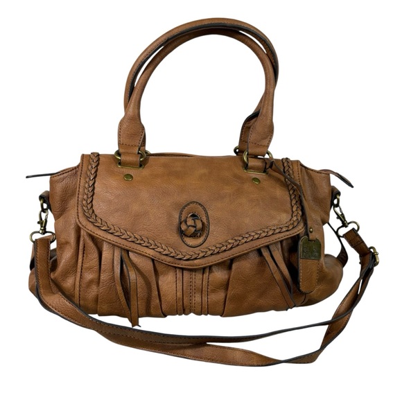Jessica Simpson Handbags - Jessica Simpson Brown Faux Leather Bohemian Boho Hobo Bag Purse Long Strap